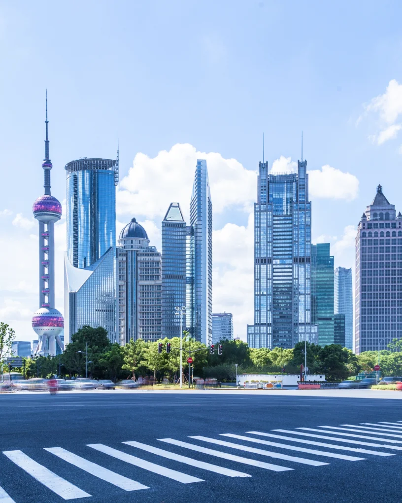 上海の高層ビル群の景観
