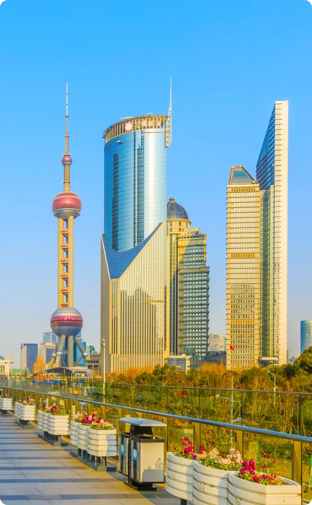 オフィスがある上海の街並みの写真